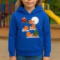 Funny Xmas Lighting Tree Santa Riding Squirrel Christmas Gift Kids Hoodie thumb 3