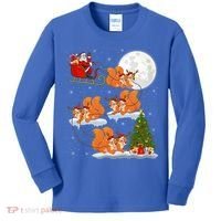 Funny Xmas Lighting Tree Santa Riding Squirrel Christmas Gift Kids Long Sleeve Shirt thumb 0