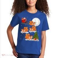 Funny Xmas Lighting Tree Santa Riding Squirrel Christmas Gift Kids T-Shirt thumb 2