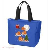 Funny Xmas Lighting Tree Santa Riding Squirrel Christmas Gift Tote Bag thumb 3