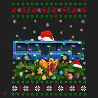 Funny Xmas Lighting Tree Santa Ugly Bus Christmas Gift Women's Sweatshirt thumb 2