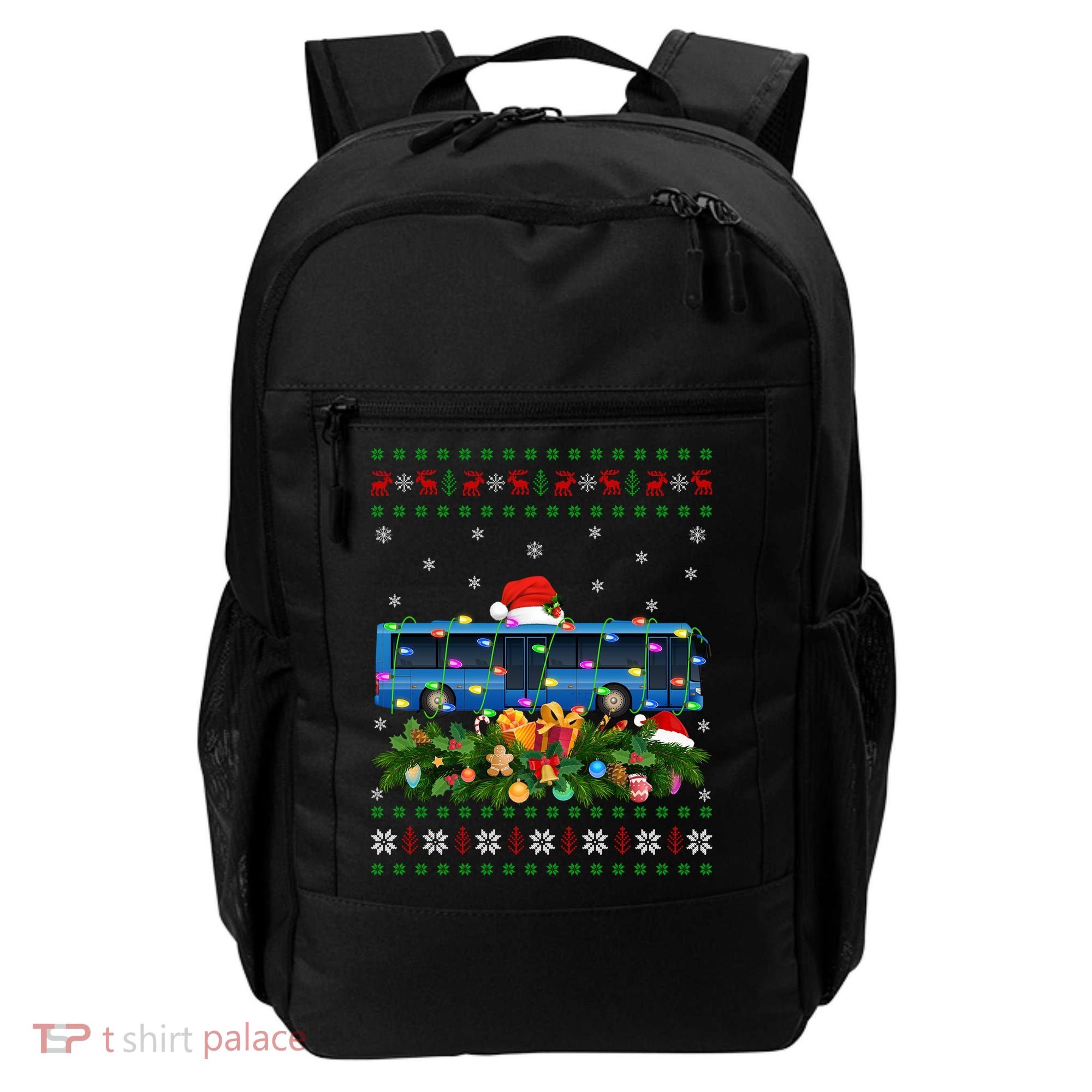 Funny Xmas Lighting Tree Santa Ugly Bus Christmas Gift Backpack