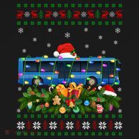 Funny Xmas Lighting Tree Santa Ugly Bus Christmas Gift Women's Hoodie thumb 2