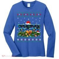 Funny Xmas Lighting Tree Santa Ugly Bus Christmas Gift Women's Long Sleeve Shirt thumb 0
