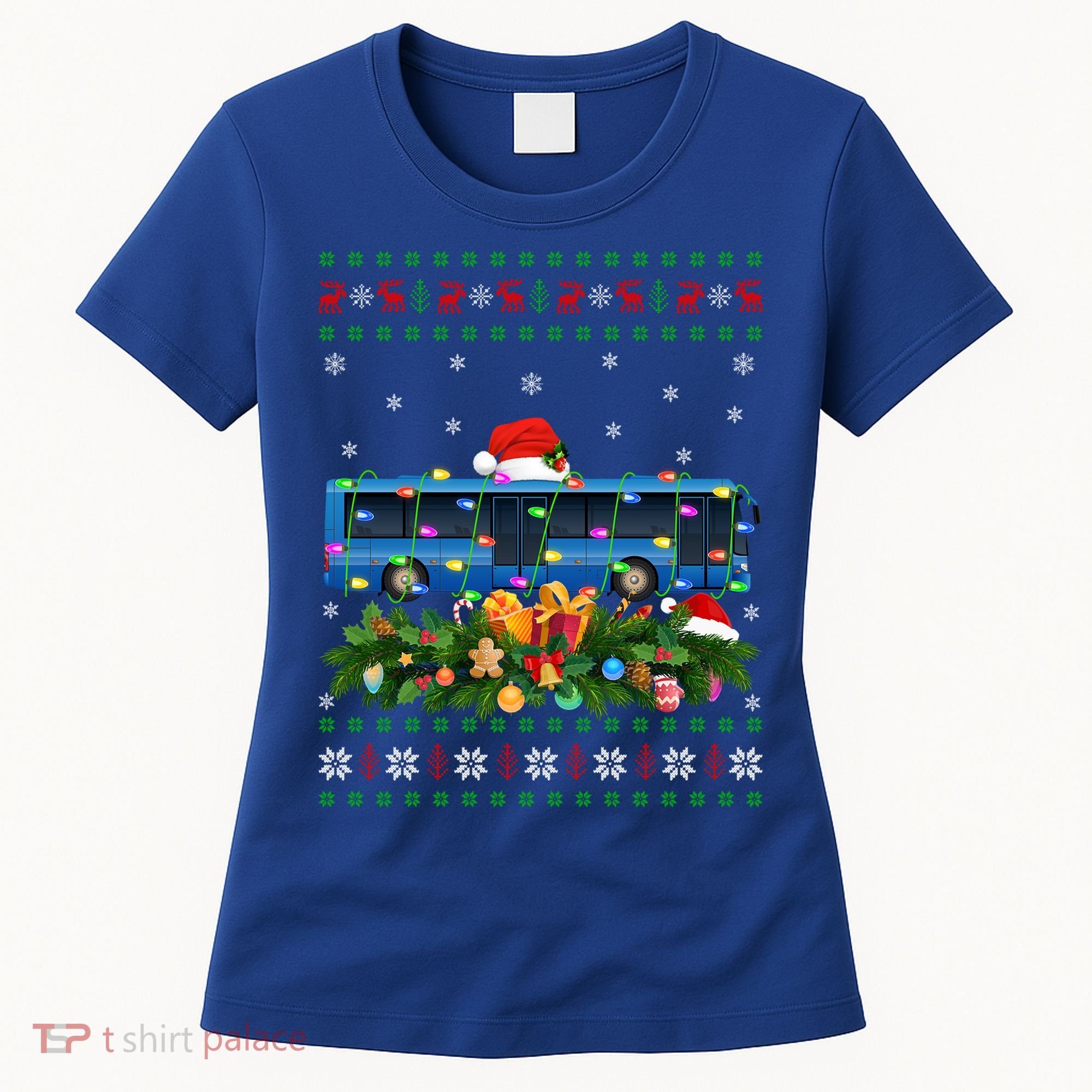 Funny Xmas Lighting Tree Santa Ugly Bus Christmas Gift Women's T-Shirt