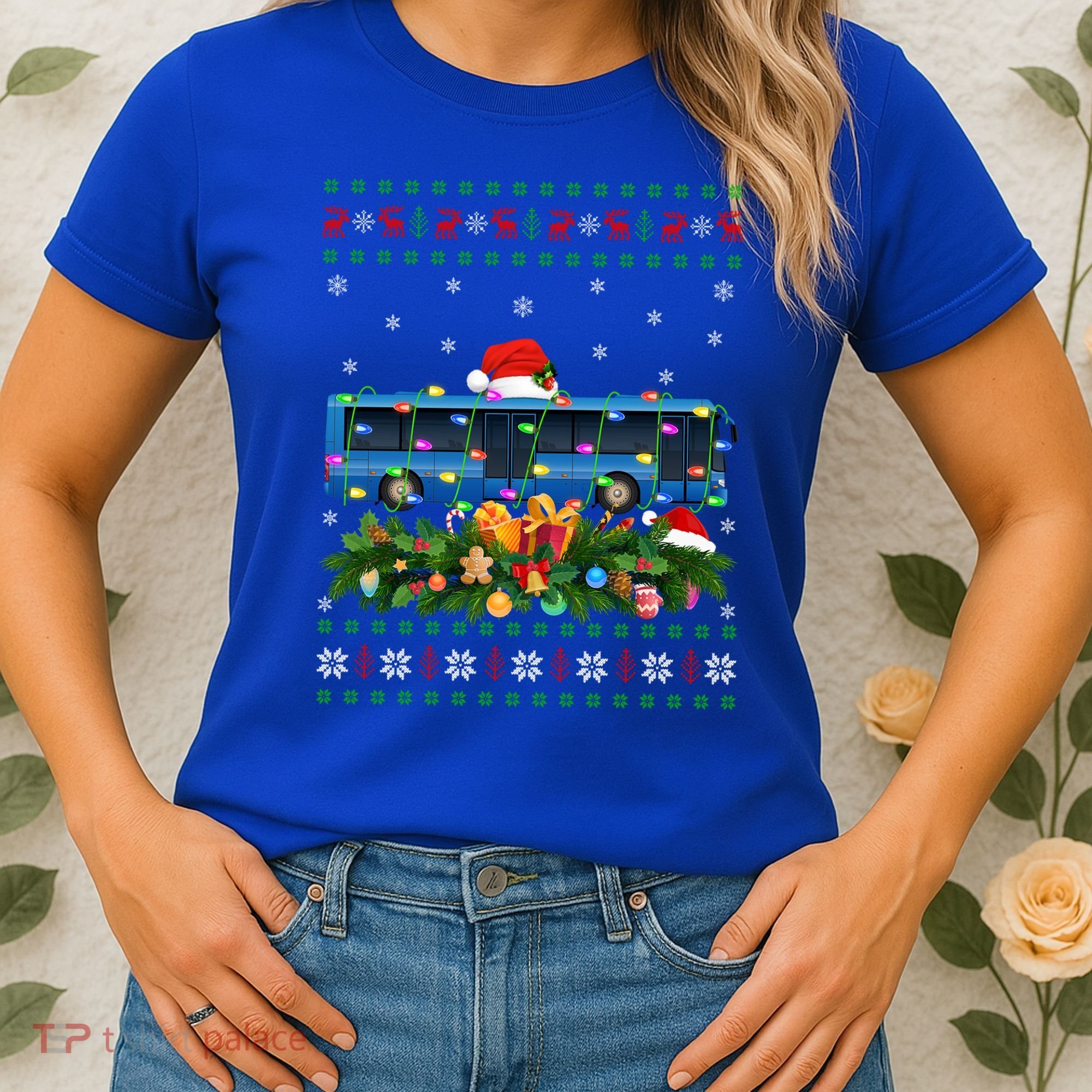Funny Xmas Lighting Tree Santa Ugly Bus Christmas Gift Women's T-Shirt