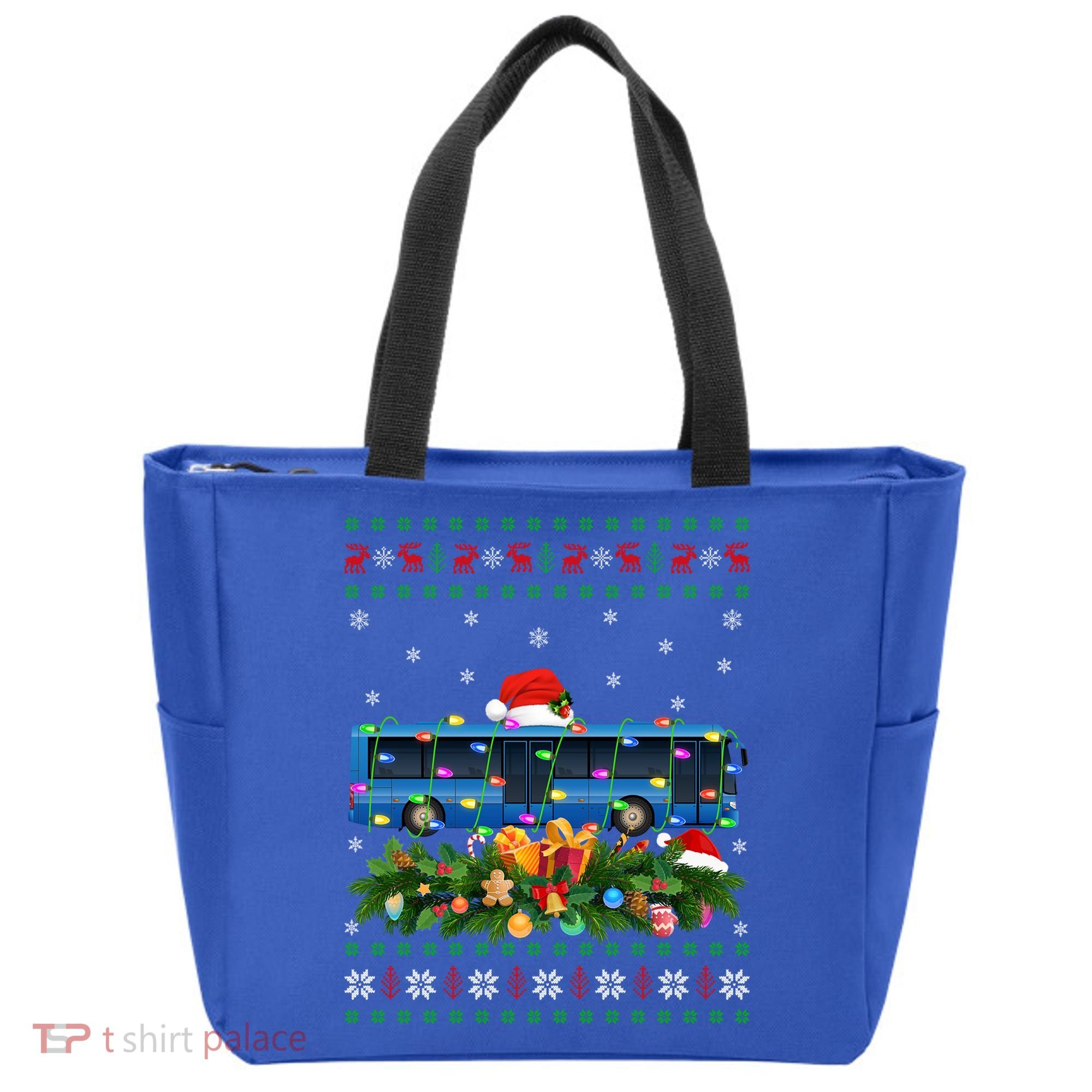 Funny Xmas Lighting Tree Santa Ugly Bus Christmas Gift Tote Bag