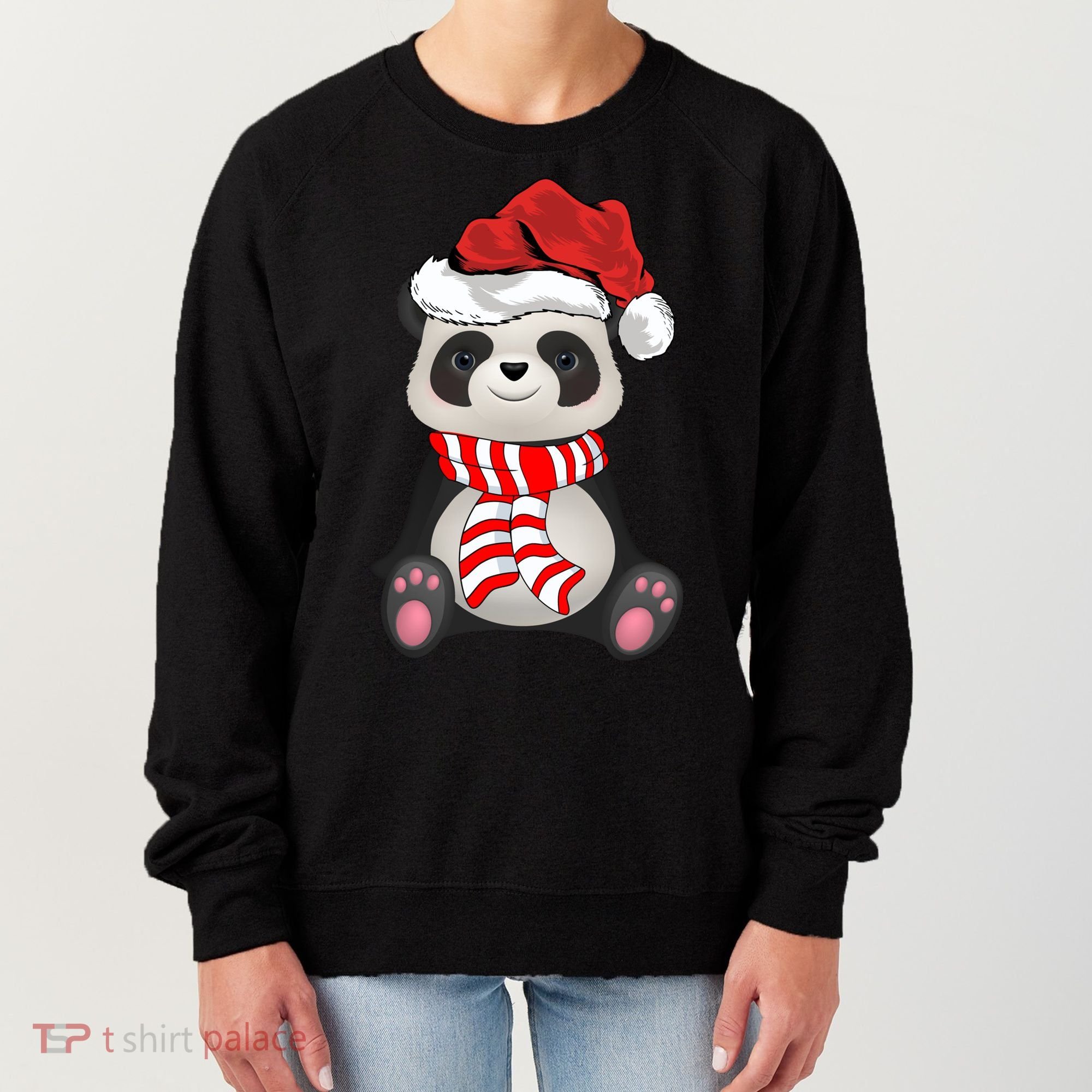 Funny Xmas Matching Family Santa Panda Christmas Cool Gift Women's Sweatshirt