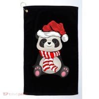 Funny Xmas Matching Family Santa Panda Christmas Cool Gift Golf Towel thumb 0