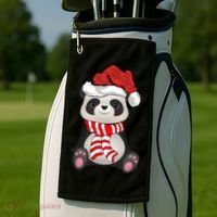 Funny Xmas Matching Family Santa Panda Christmas Cool Gift Golf Towel thumb 2