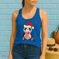 Funny Xmas Matching Family Santa Panda Christmas Cool Gift Women's Tank Top thumb 2