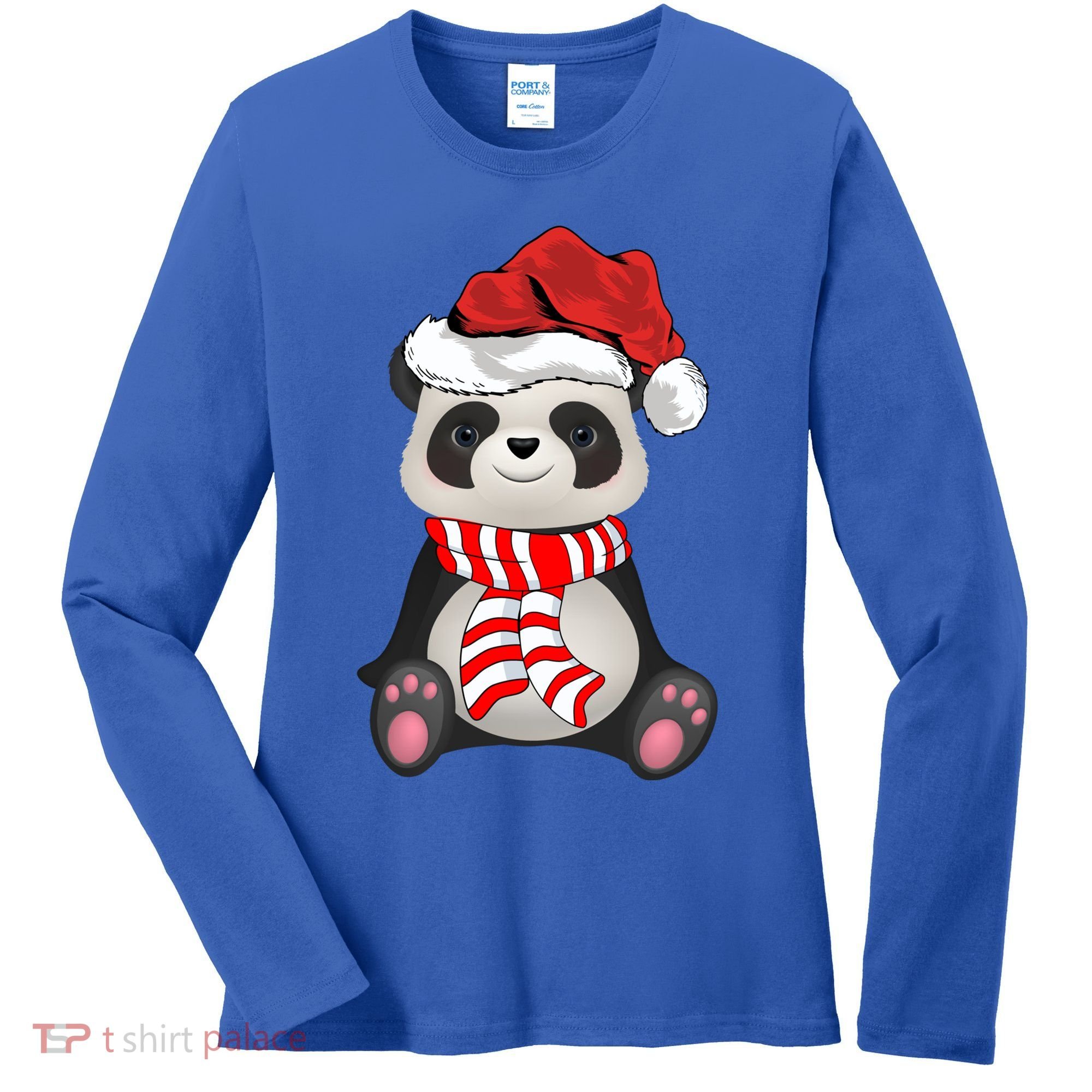 Funny Xmas Matching Family Santa Panda Christmas Cool Gift Women's Long Sleeve Shirt