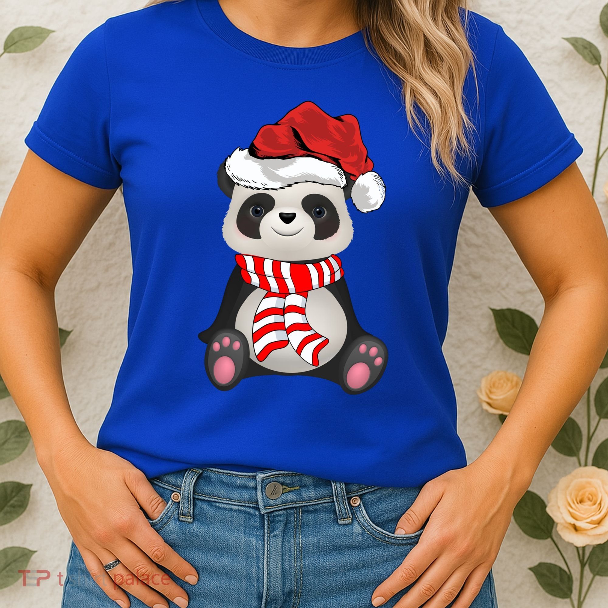 Funny Xmas Matching Family Santa Panda Christmas Cool Gift Women's T-Shirt
