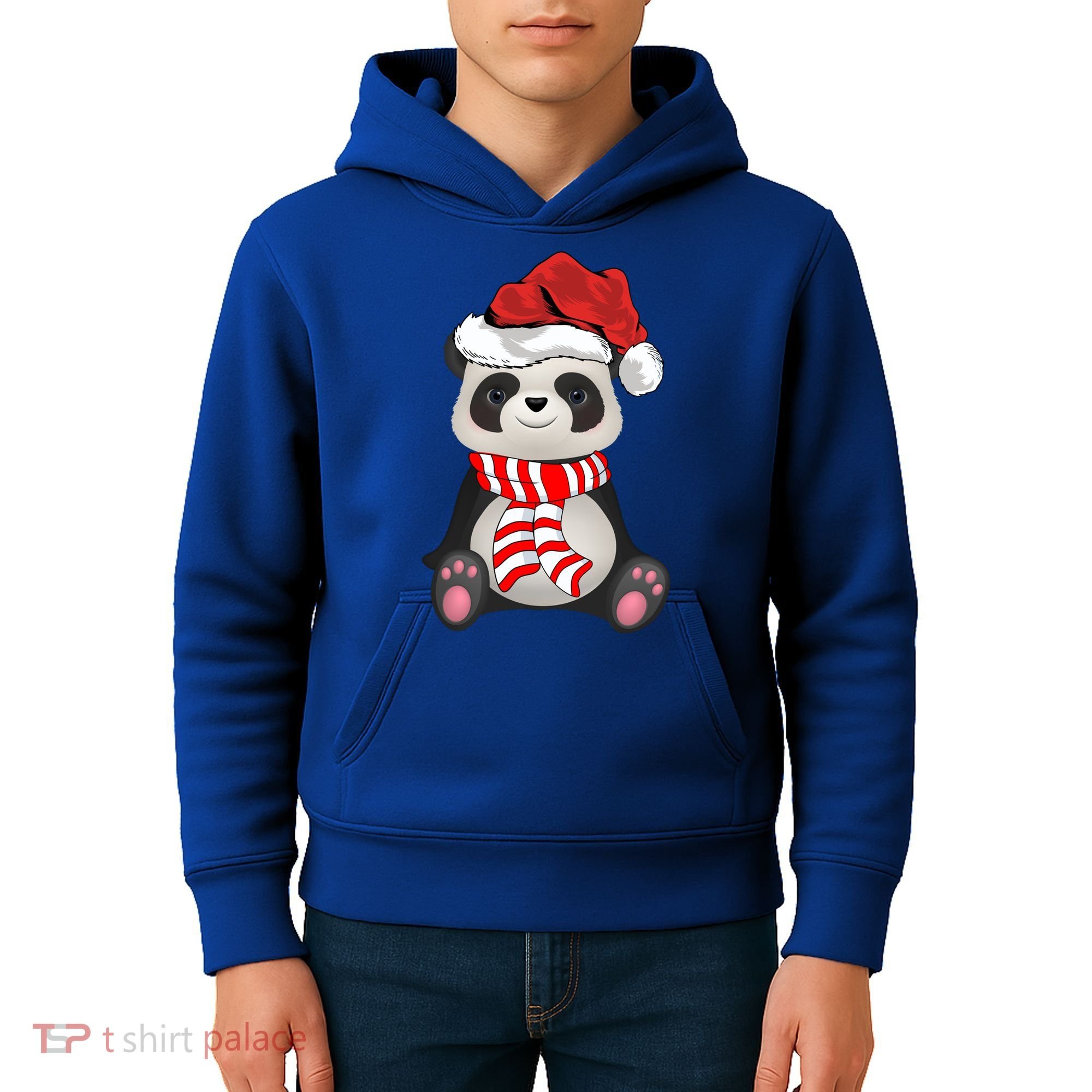 Funny Xmas Matching Family Santa Panda Christmas Cool Gift Kids Hoodie