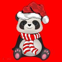 Funny Xmas Matching Family Santa Panda Christmas Cool Gift Santa Hat thumb 1