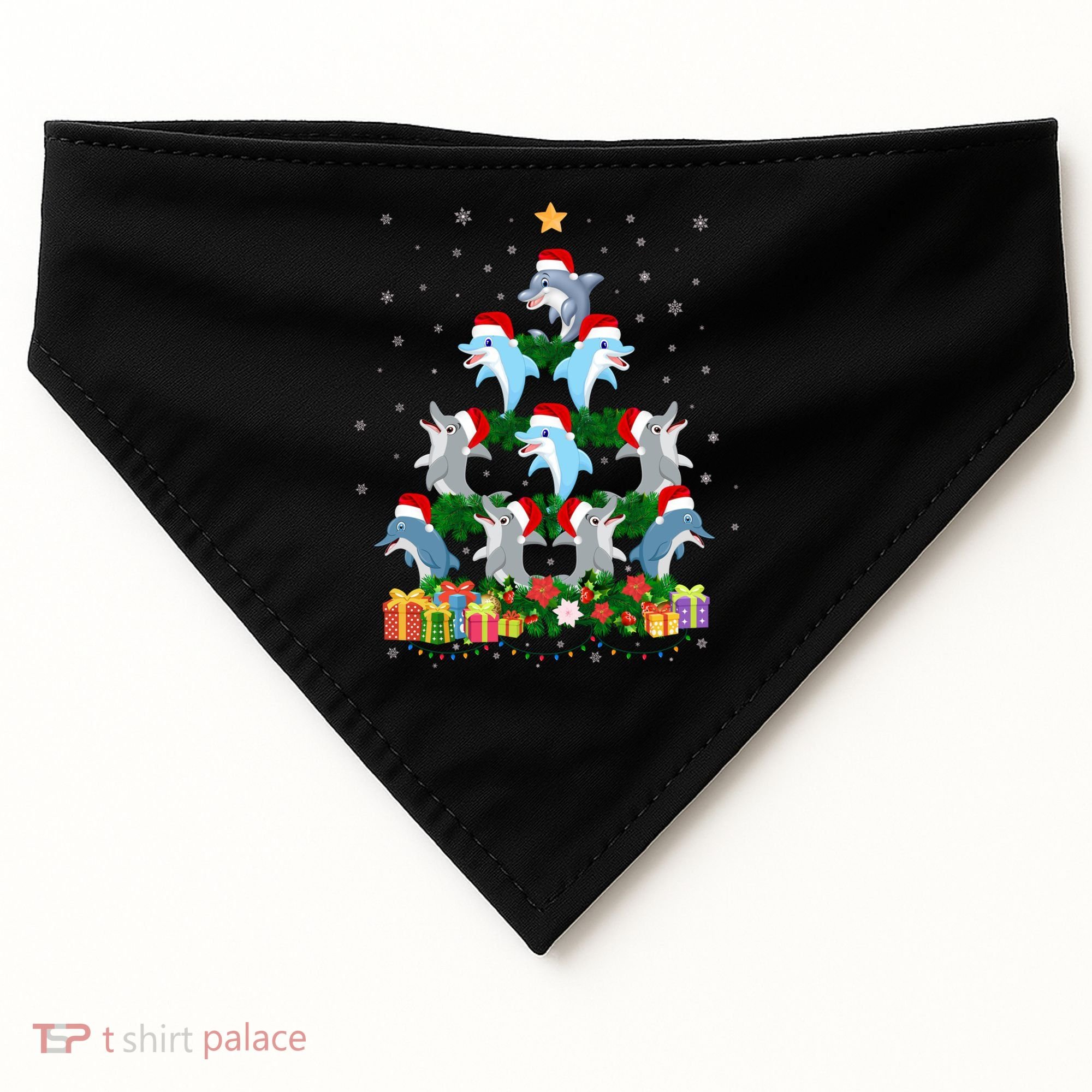 Funny Xmas Outfit For Dolphin Lovers Ugly Christmas Sweater Cool Gift USA-Made Doggie Bandana