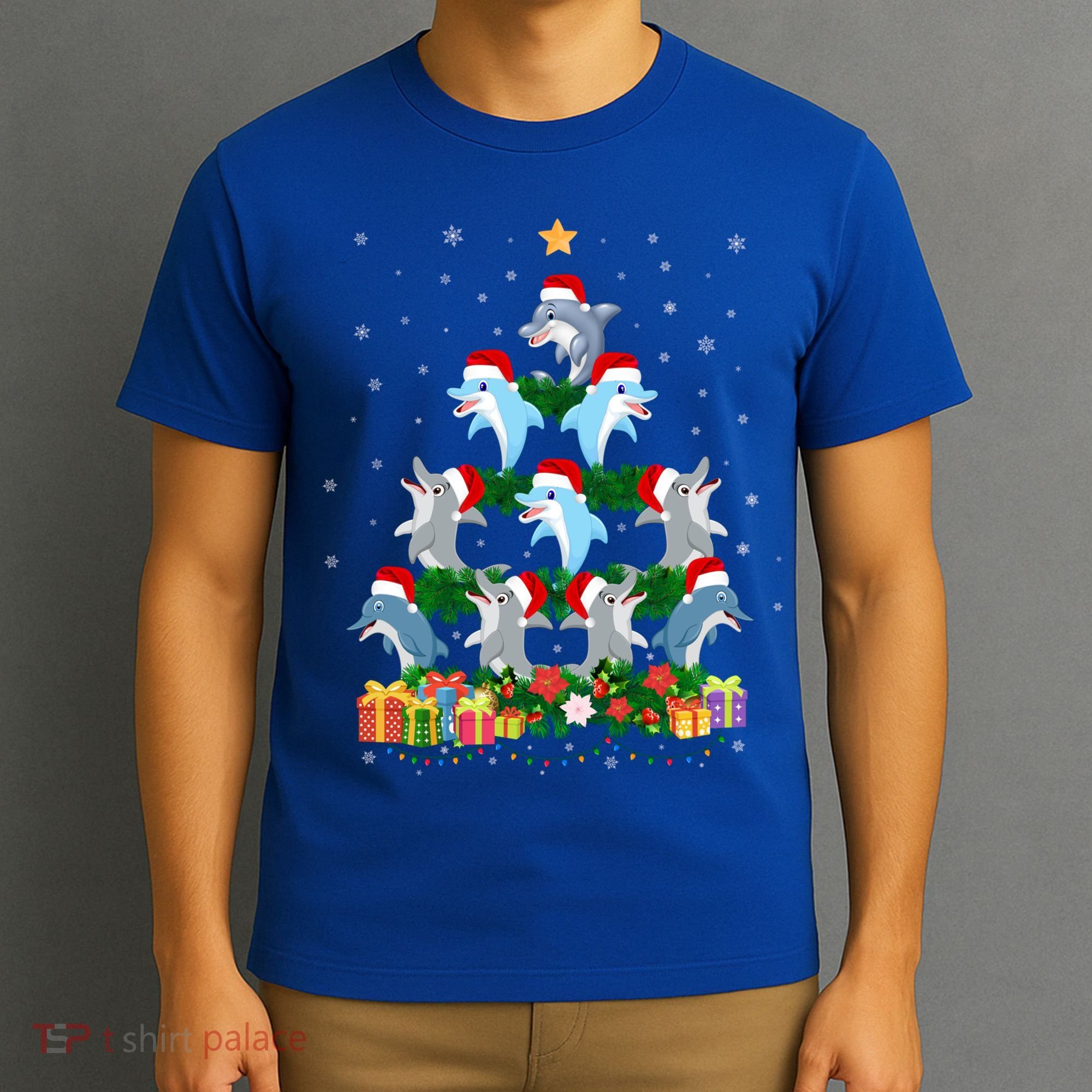Funny Xmas Outfit For Dolphin Lovers Ugly Christmas Sweater Cool Gift T-Shirt