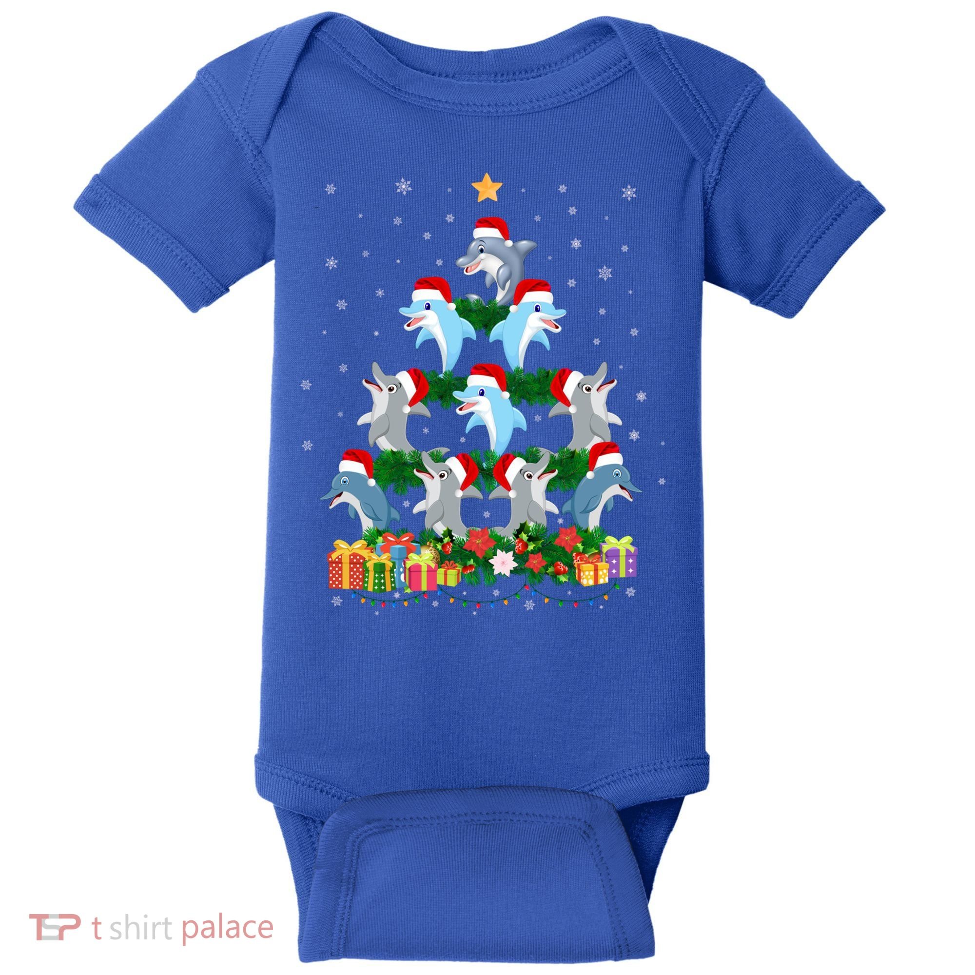 Funny Xmas Outfit For Dolphin Lovers Ugly Christmas Sweater Cool Gift Baby Bodysuit