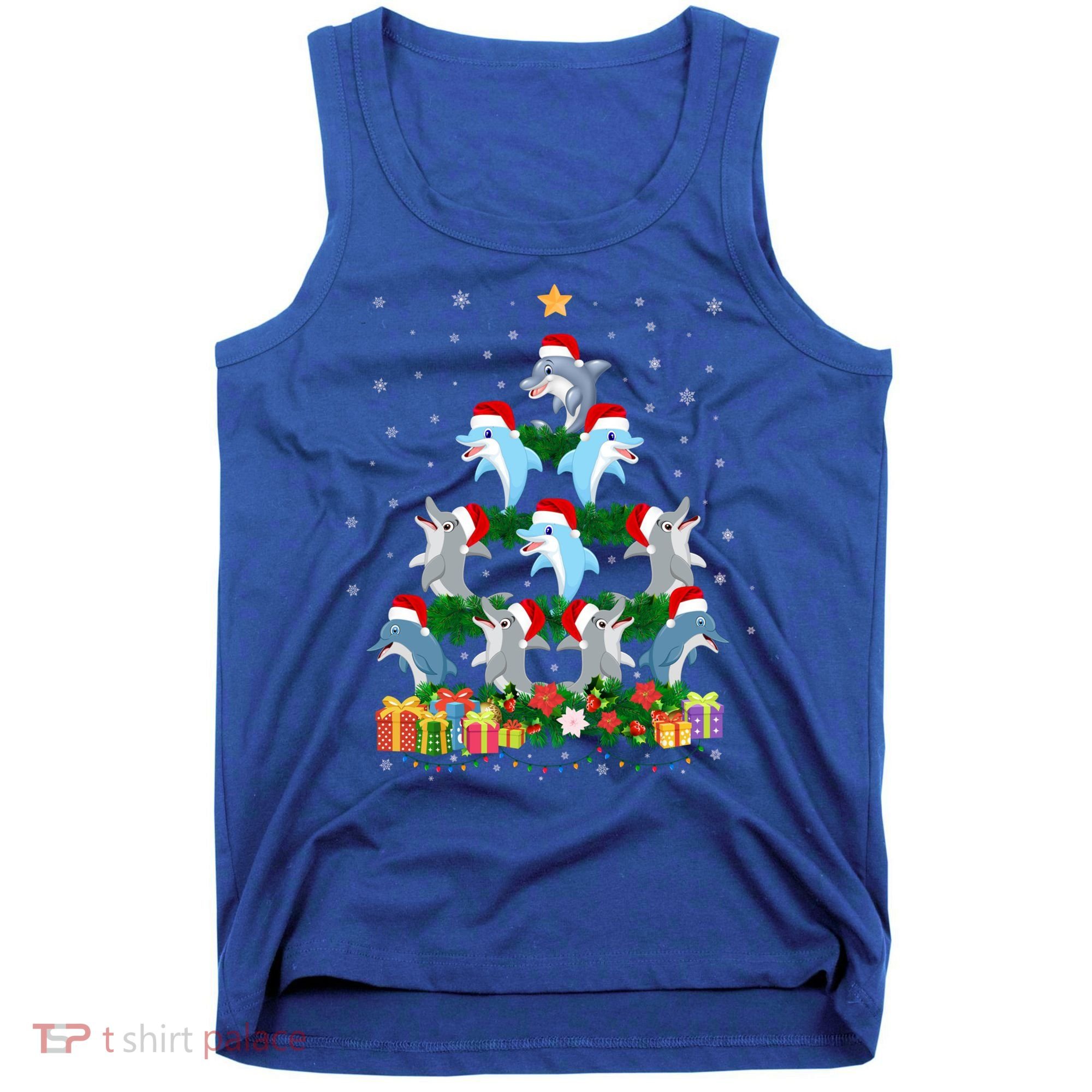 Funny Xmas Outfit For Dolphin Lovers Ugly Christmas Sweater Cool Gift Tank Top