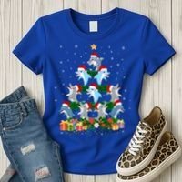 Funny Xmas Outfit For Dolphin Lovers Ugly Christmas Sweater Cool Gift Women's T-Shirt thumb 3