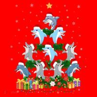 Funny Xmas Outfit For Dolphin Lovers Ugly Christmas Sweater Cool Gift Santa Hat thumb 1