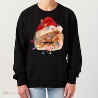 Funny Xmas Persian Cat Christmas Lights Adorable Face Fluffy TShirt Women's Sweatshirt thumb 0