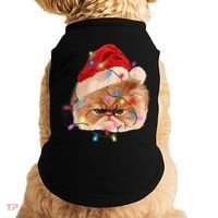 Funny Xmas Persian Cat Christmas Lights Adorable Face Fluffy TShirt Doggie Tank thumb 0