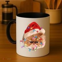 Funny Xmas Persian Cat Christmas Lights Adorable Face Fluffy TShirt Coffee Mug thumb 4
