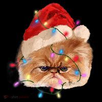 Funny Xmas Persian Cat Christmas Lights Adorable Face Fluffy TShirt Coffee Mug thumb 5