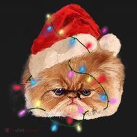 Funny Xmas Persian Cat Christmas Lights Adorable Face Fluffy TShirt Women's Tank Top thumb 5