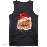 Funny Xmas Persian Cat Christmas Lights Adorable Face Fluffy TShirt Tank Top thumb 0