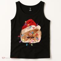 Funny Xmas Persian Cat Christmas Lights Adorable Face Fluffy TShirt Tank Top thumb 2