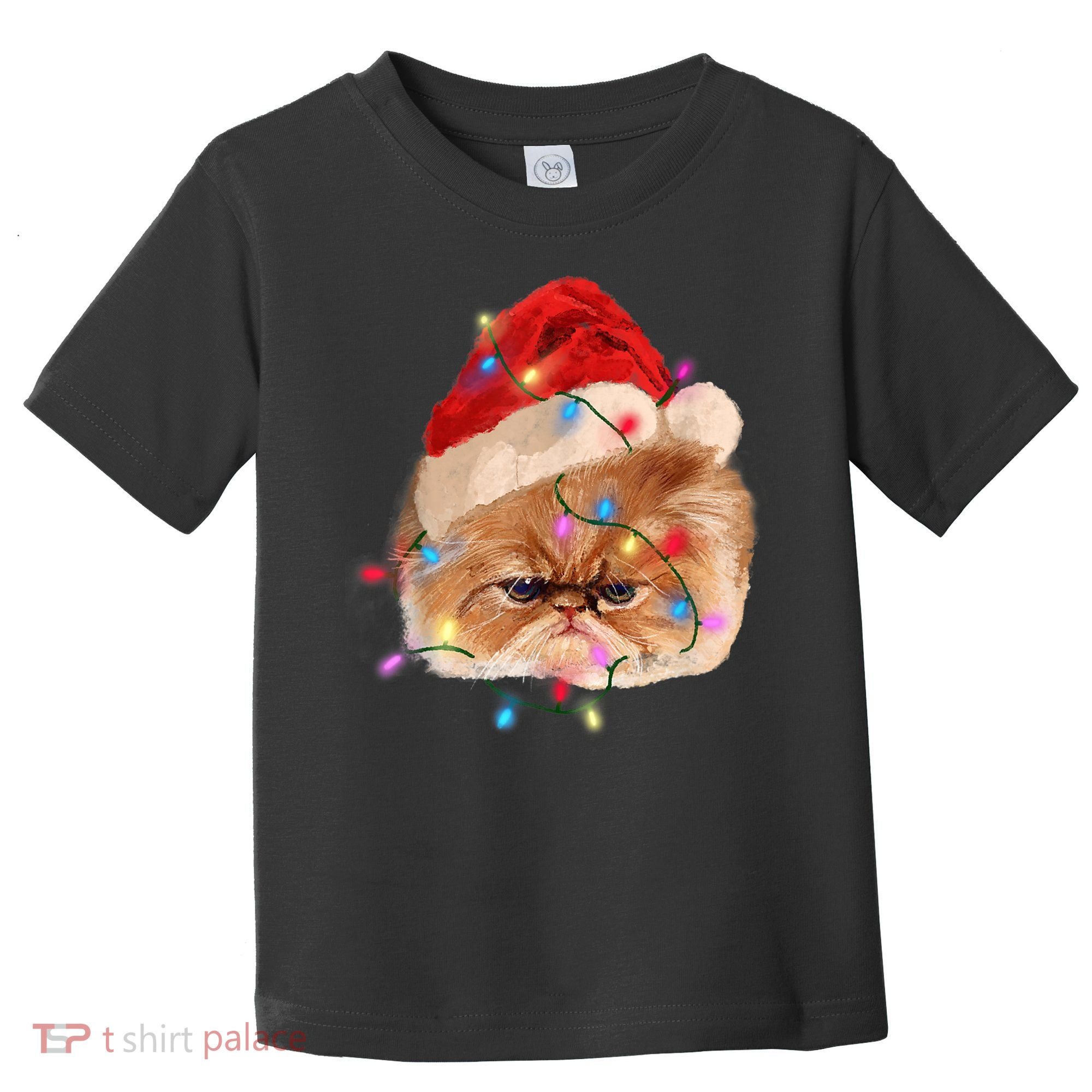 Funny Xmas Persian Cat Christmas Lights Adorable Face Fluffy TShirt Toddler T-Shirt
