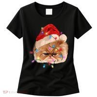 Funny Xmas Persian Cat Christmas Lights Adorable Face Fluffy TShirt Women's T-Shirt thumb 0