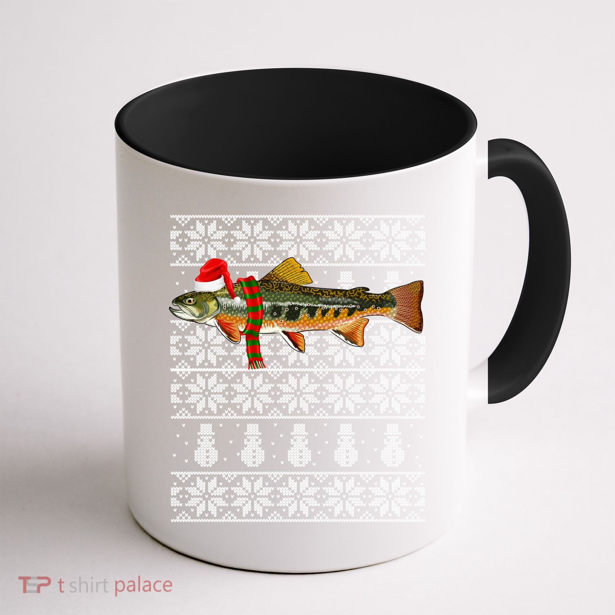 Fish Xmas Santa Hat Brook Trout Ugly Christmas Funny Gift Coffee Mug