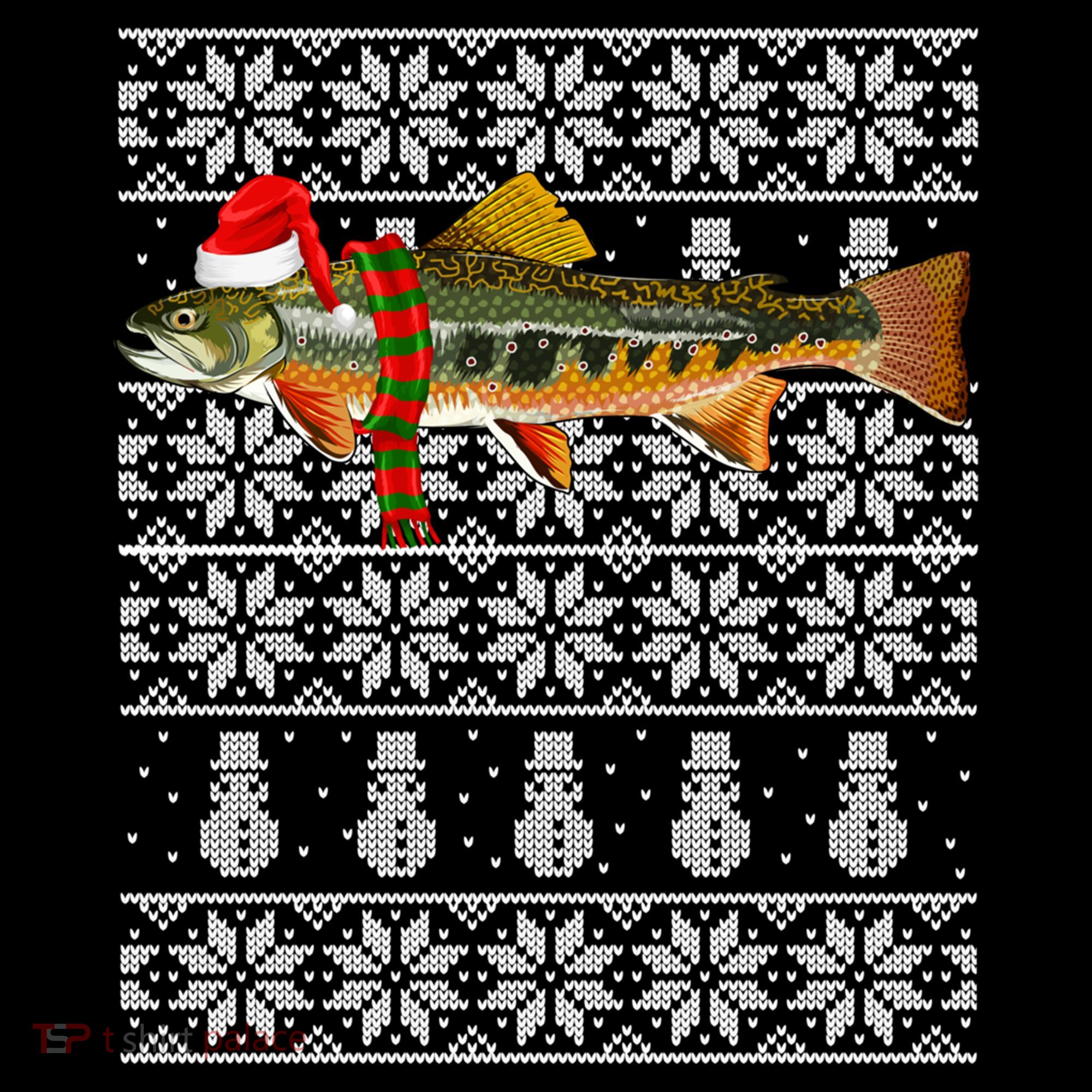 Fish Xmas Santa Hat Brook Trout Ugly Christmas Funny Gift Coffee Mug