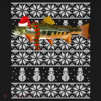 Fish Xmas Santa Hat Brook Trout Ugly Christmas Funny Gift Women's Hoodie thumb 2