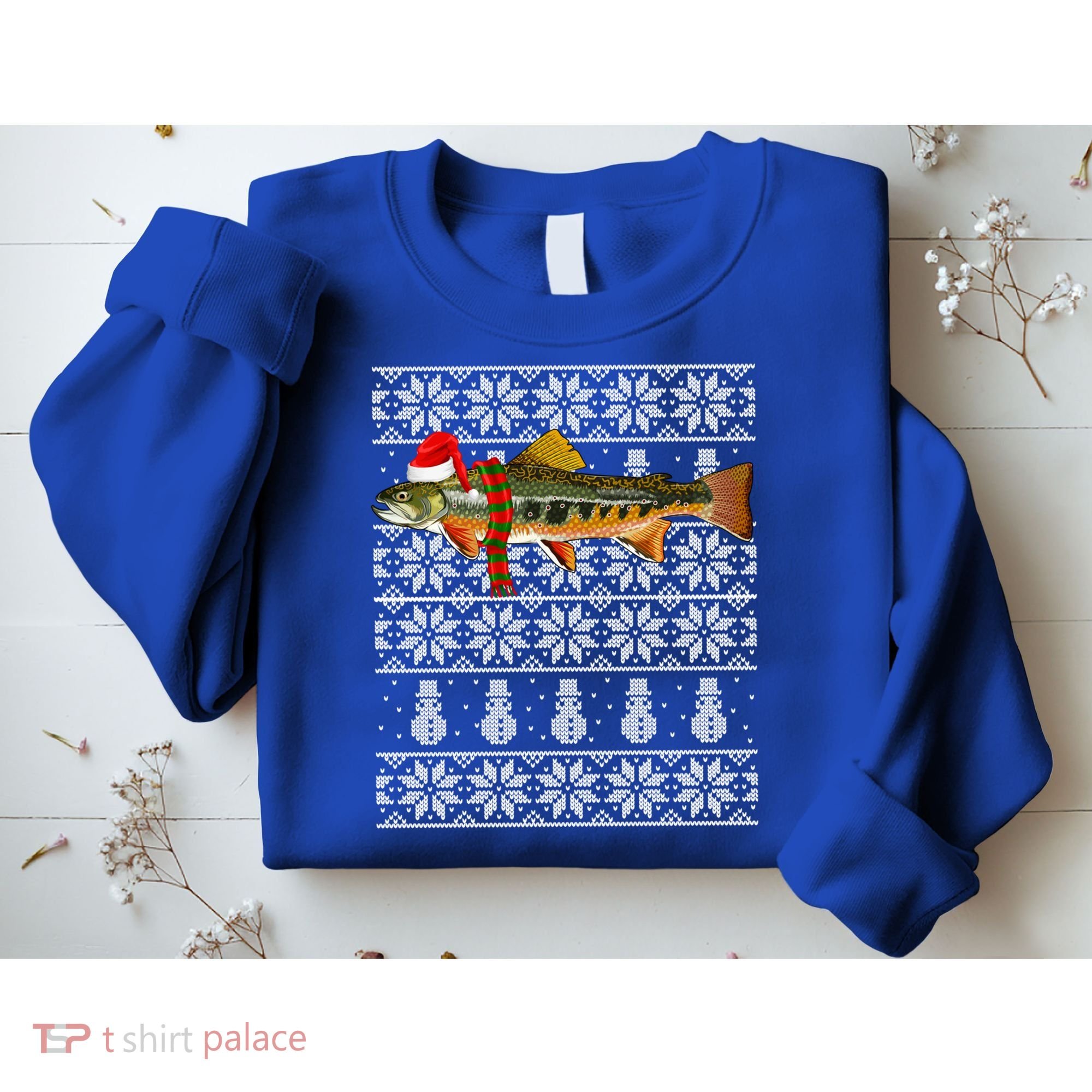 Fish Xmas Santa Hat Brook Trout Ugly Christmas Funny Gift Sweatshirt