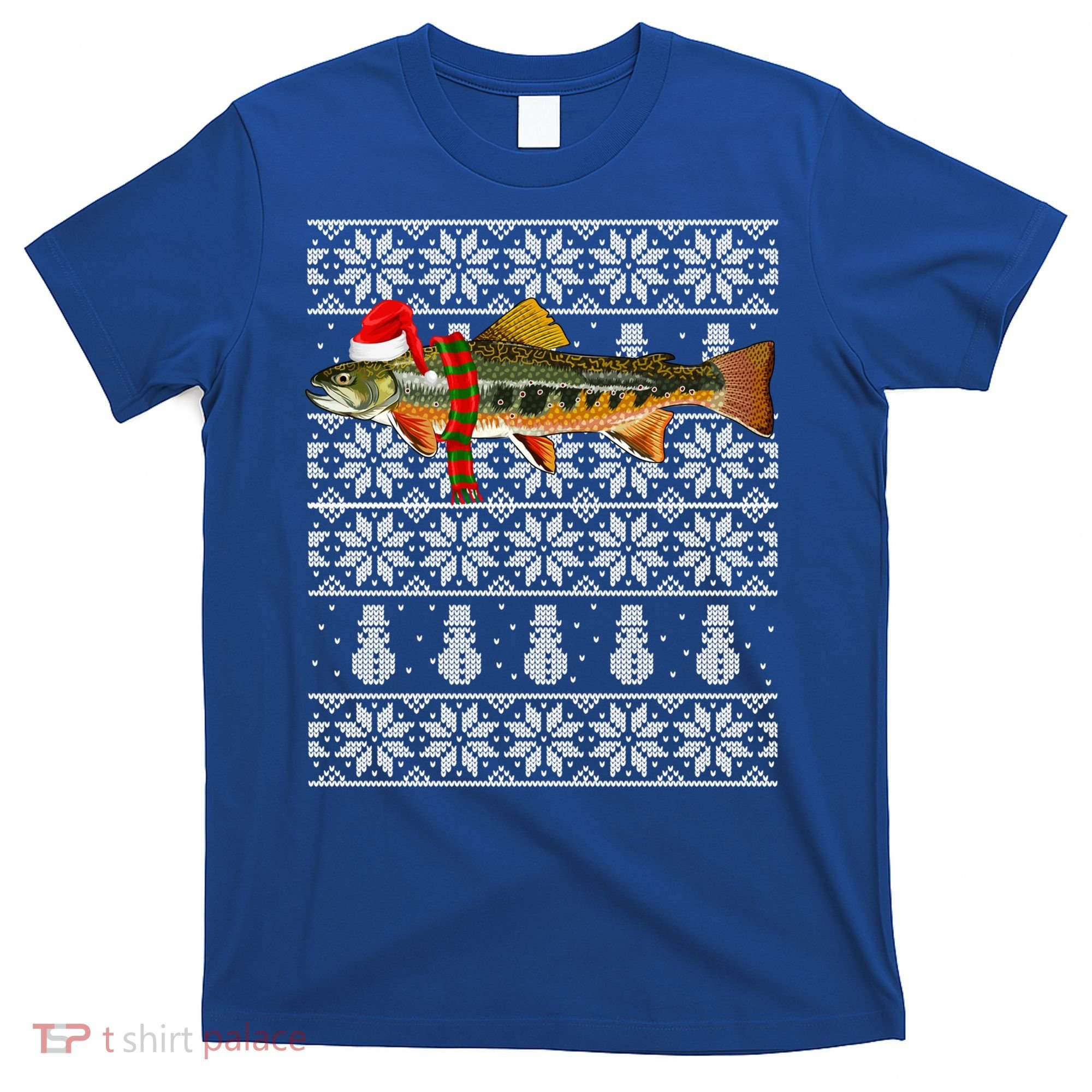 Fish Xmas Santa Hat Brook Trout Ugly Christmas Funny Gift T-Shirt