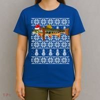 Fish Xmas Santa Hat Brook Trout Ugly Christmas Funny Gift T-Shirt thumb 4
