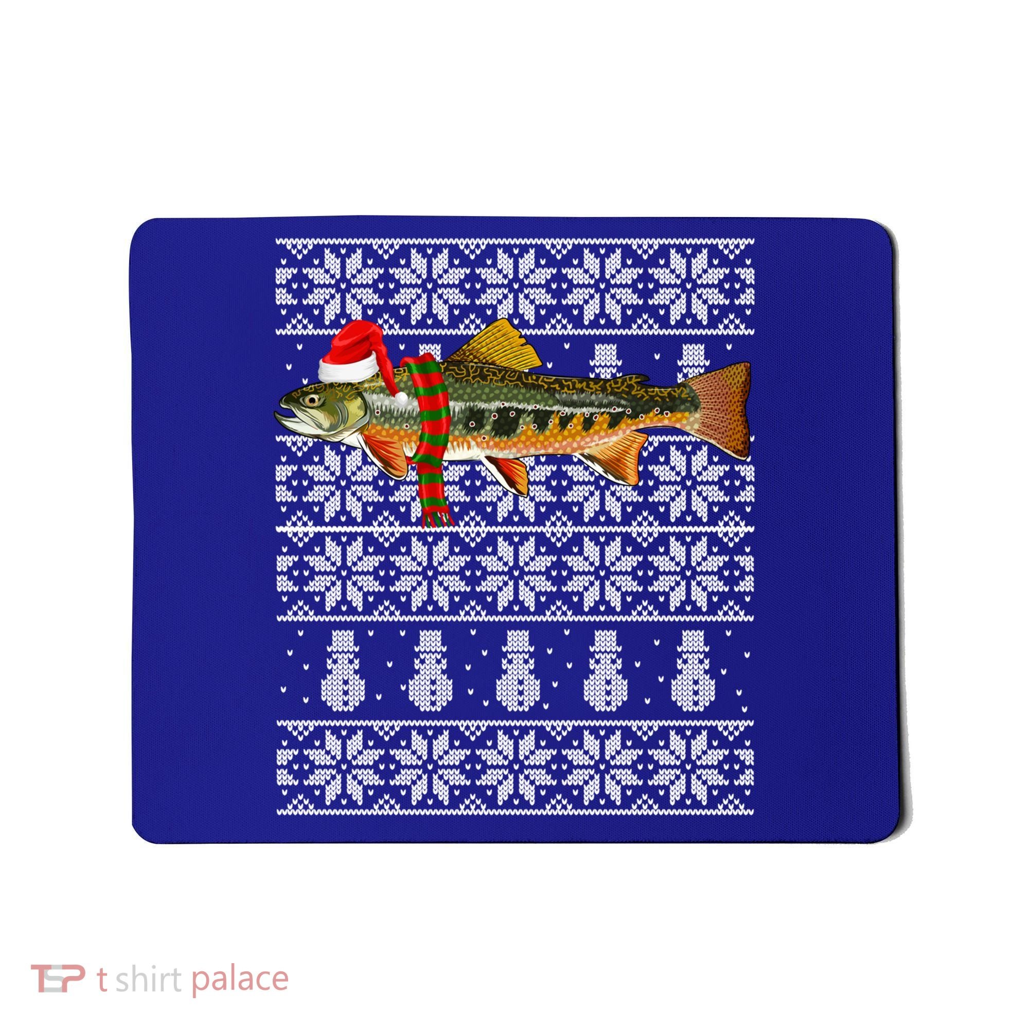 Fish Xmas Santa Hat Brook Trout Ugly Christmas Funny Gift Mousepad