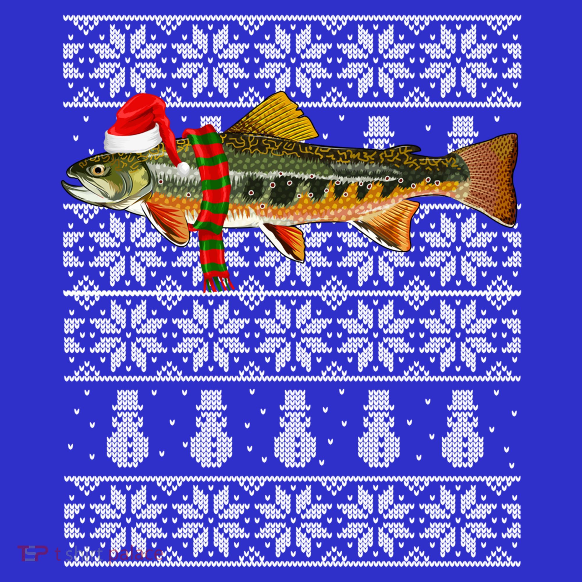 Fish Xmas Santa Hat Brook Trout Ugly Christmas Funny Gift Women's Tank Top