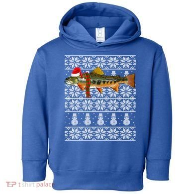 Fish Xmas Santa Hat Brook Trout Ugly Christmas Funny Gift Toddler Hoodie