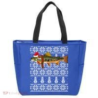 Fish Xmas Santa Hat Brook Trout Ugly Christmas Funny Gift Tote Bag thumb 0