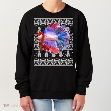 Fish Xmas Santa Hat Betta Fish Ugly Christmas Gift Women's Sweatshirt