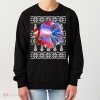 Fish Xmas Santa Hat Betta Fish Ugly Christmas Gift Women's Sweatshirt thumb 0