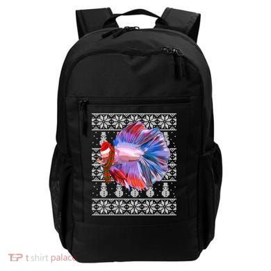 Fish Xmas Santa Hat Betta Fish Ugly Christmas Gift Backpack