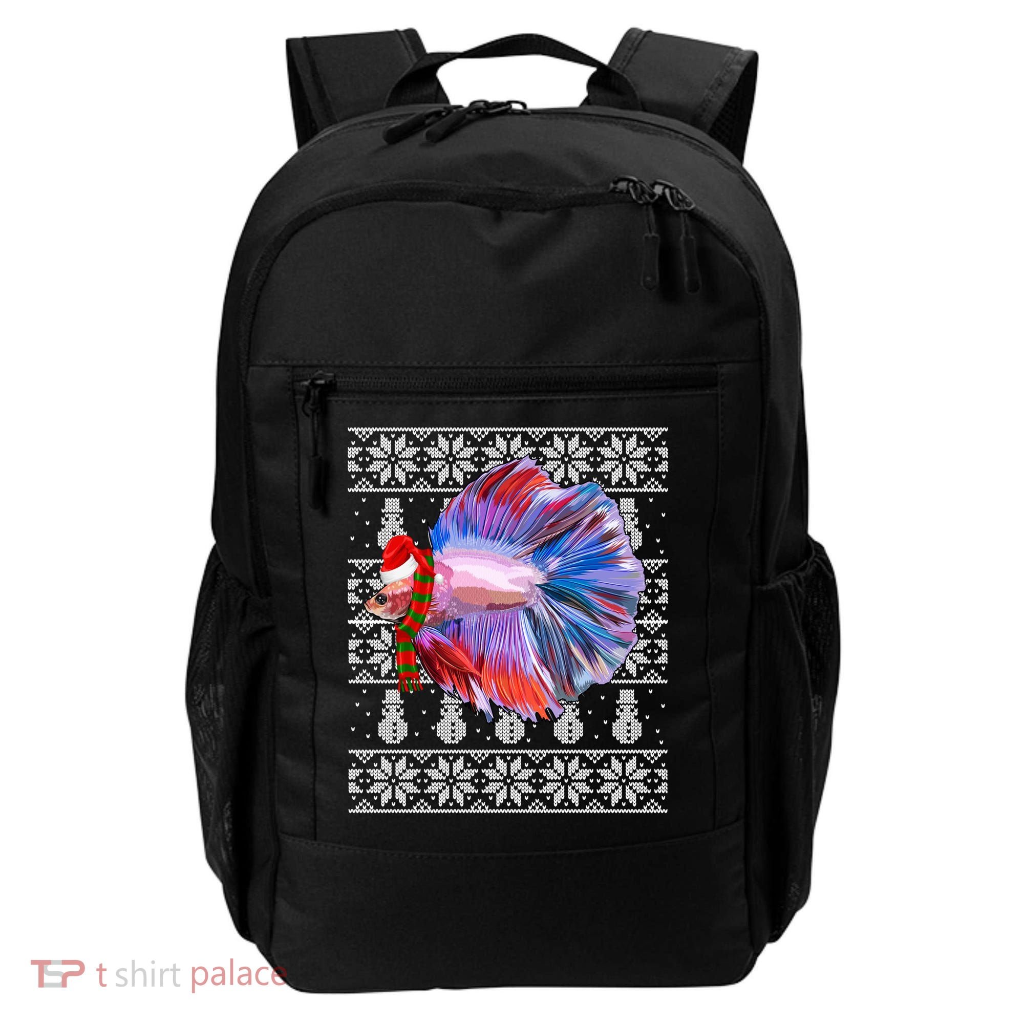 Fish Xmas Santa Hat Betta Fish Ugly Christmas Gift Backpack