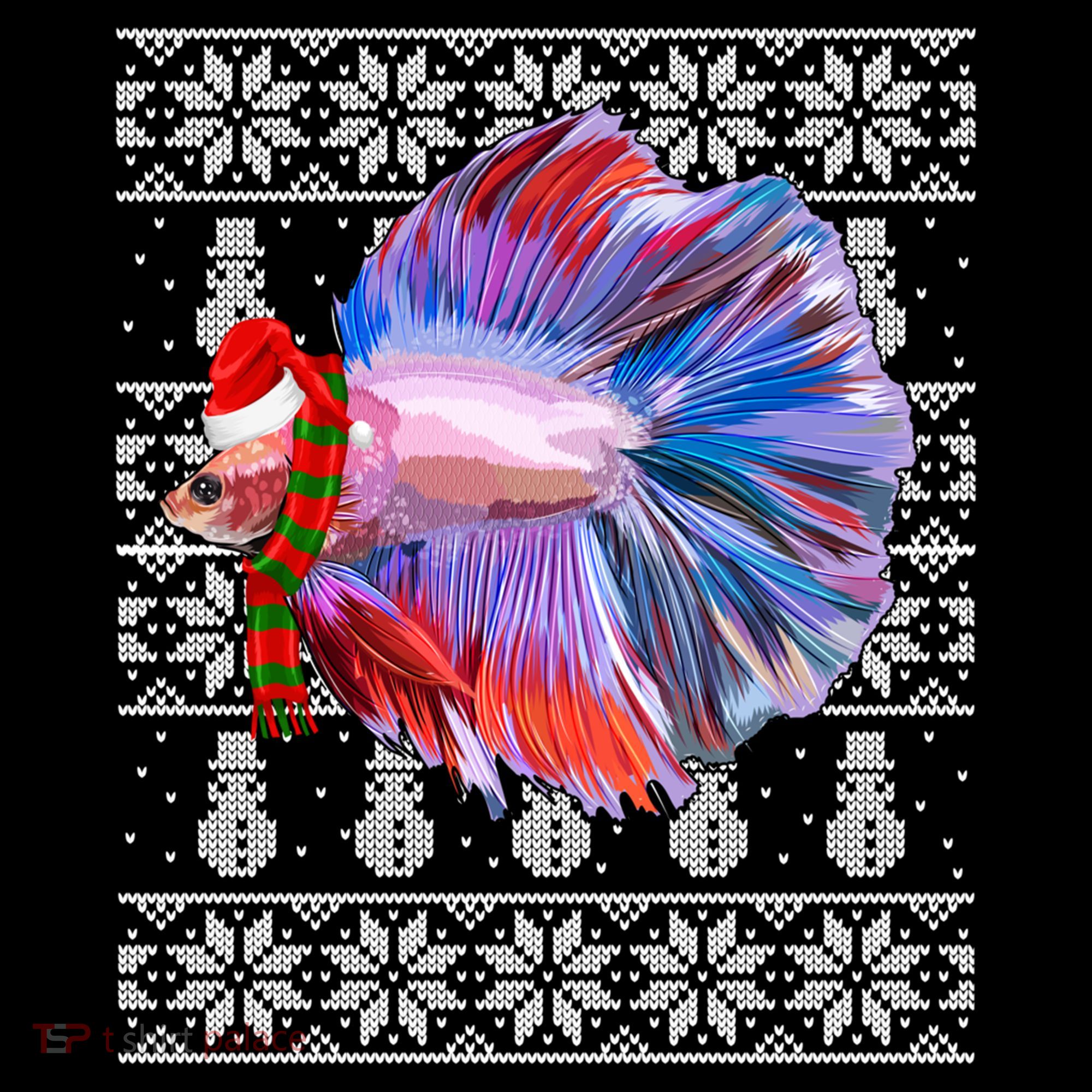 Fish Xmas Santa Hat Betta Fish Ugly Christmas Gift Women's Hoodie