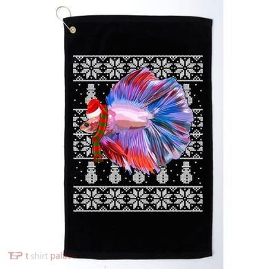 Fish Xmas Santa Hat Betta Fish Ugly Christmas Gift Golf Towel
